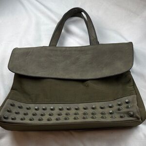 Kwani Olive Green Studded Top-Handle Women's Bag with shoulder strap